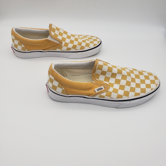 mustard checkerboard vans